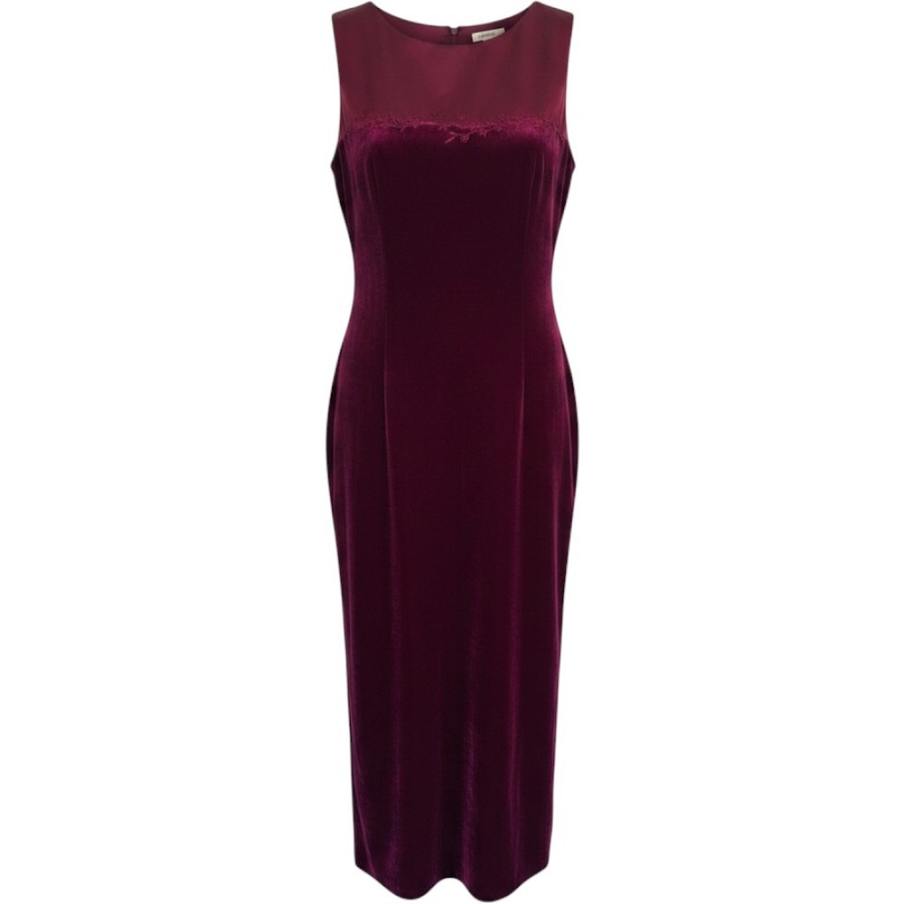 Vintage Petite Sophisticate burgundy Velvet Satin Colorblock Dress Whimsygoth 2